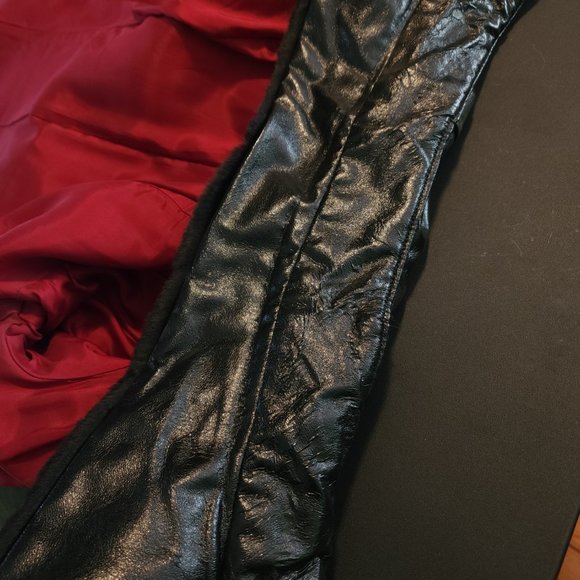 Vintage Lip Service Vice Faux Fur Keyhole Military Black And Green Trench Coat - Picture 8 of 8